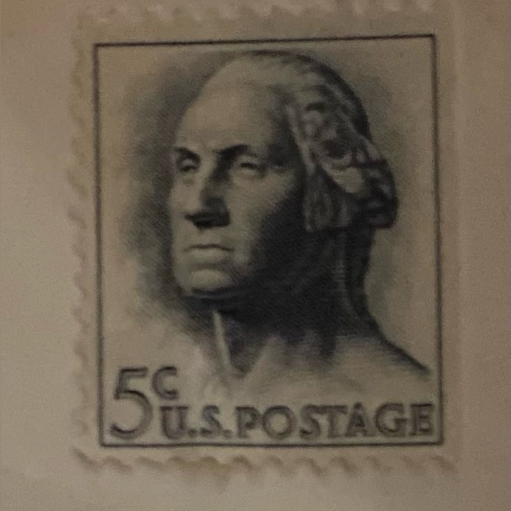 Vintage First President George Washington 5 Cent US Postage Stamp (no postmark)